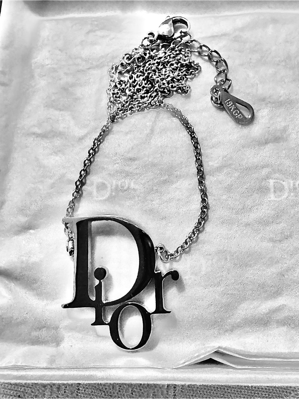 Dior Silver-Tone , 18" real gold plated. Pendant Necklace -